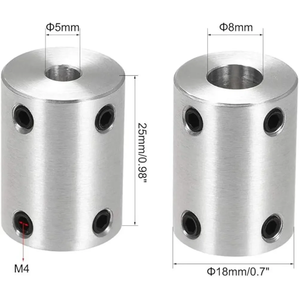 5mm to 8mm Bore Rigid Coupling Set - 4pcs
